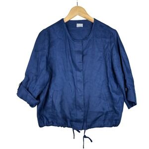 Chico's Linen Utility Jacket‎ size 1 Medium Blue